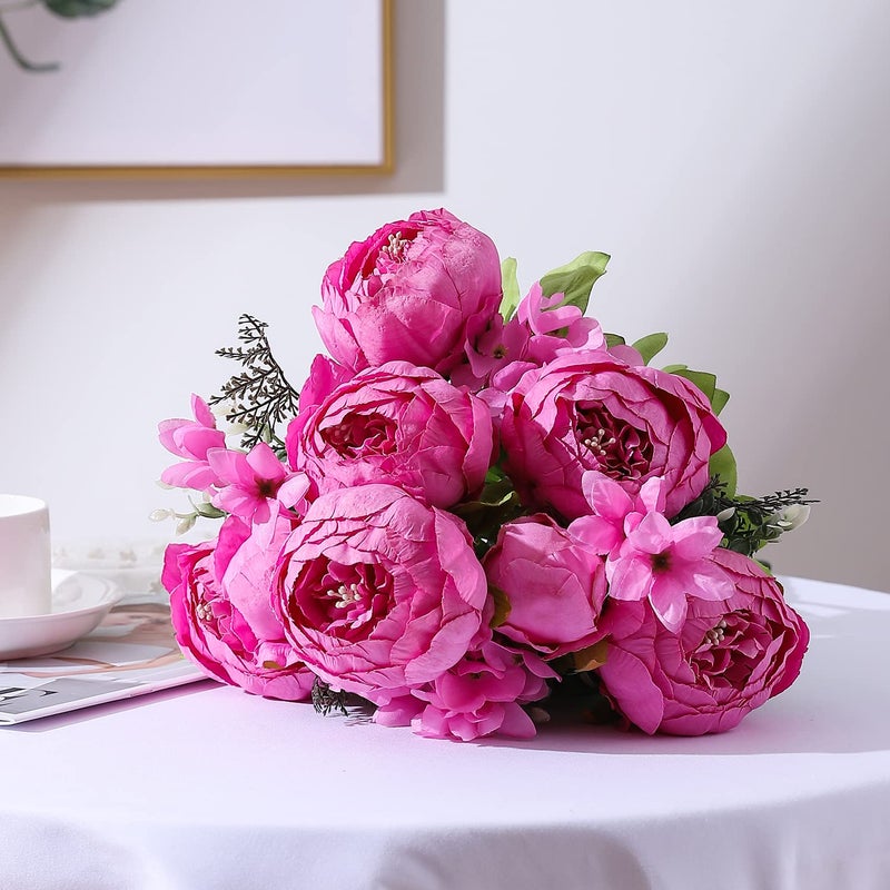 Duovlo Springs Flowers Artificial Silk Peony Bouquets Wedding Home Decoration,Pack of 1 (Spring Peach Pink) - Image 4